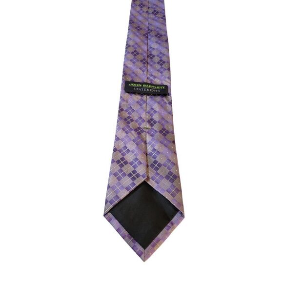 John Bartlett Statements Neck Tie Mens‎ Designer Luxury Purple Gray Geometric - Picture 4 of 12
